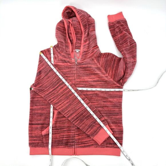 Juicy Couture Size Large Pink/Salmon Velour Zip-Up Hooded Sweatshirt Jacket Y2K - Picture 9 of 9